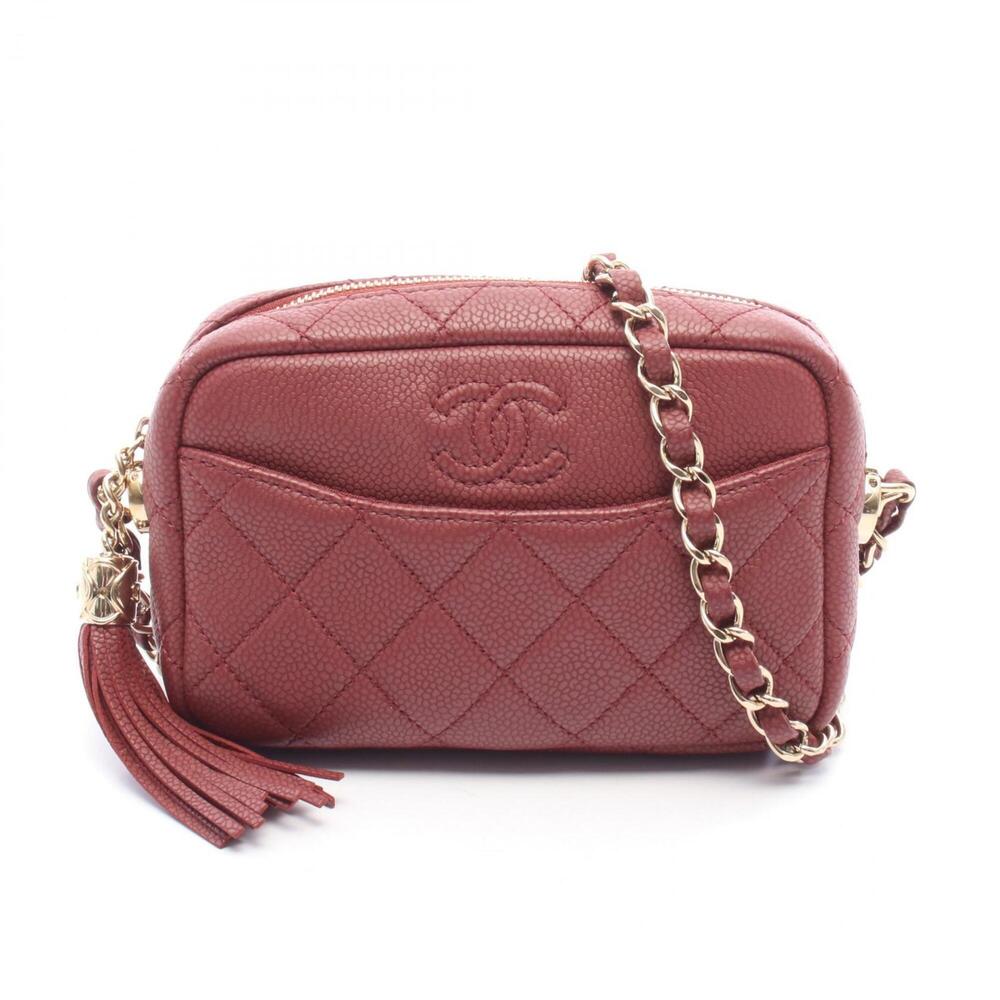 Chanel Coco Mark Matelassé Tassel Shoulder Bag/Handbag, Caviar Leather (Grain...